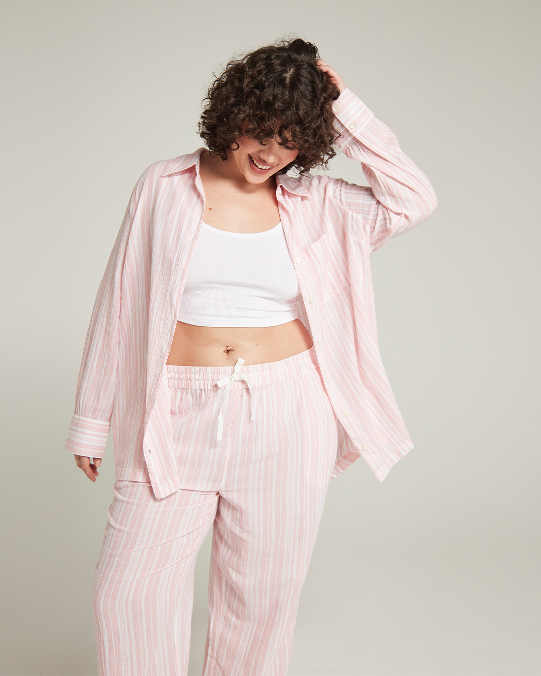 The Midi Shirt Fondant Pink Stripe