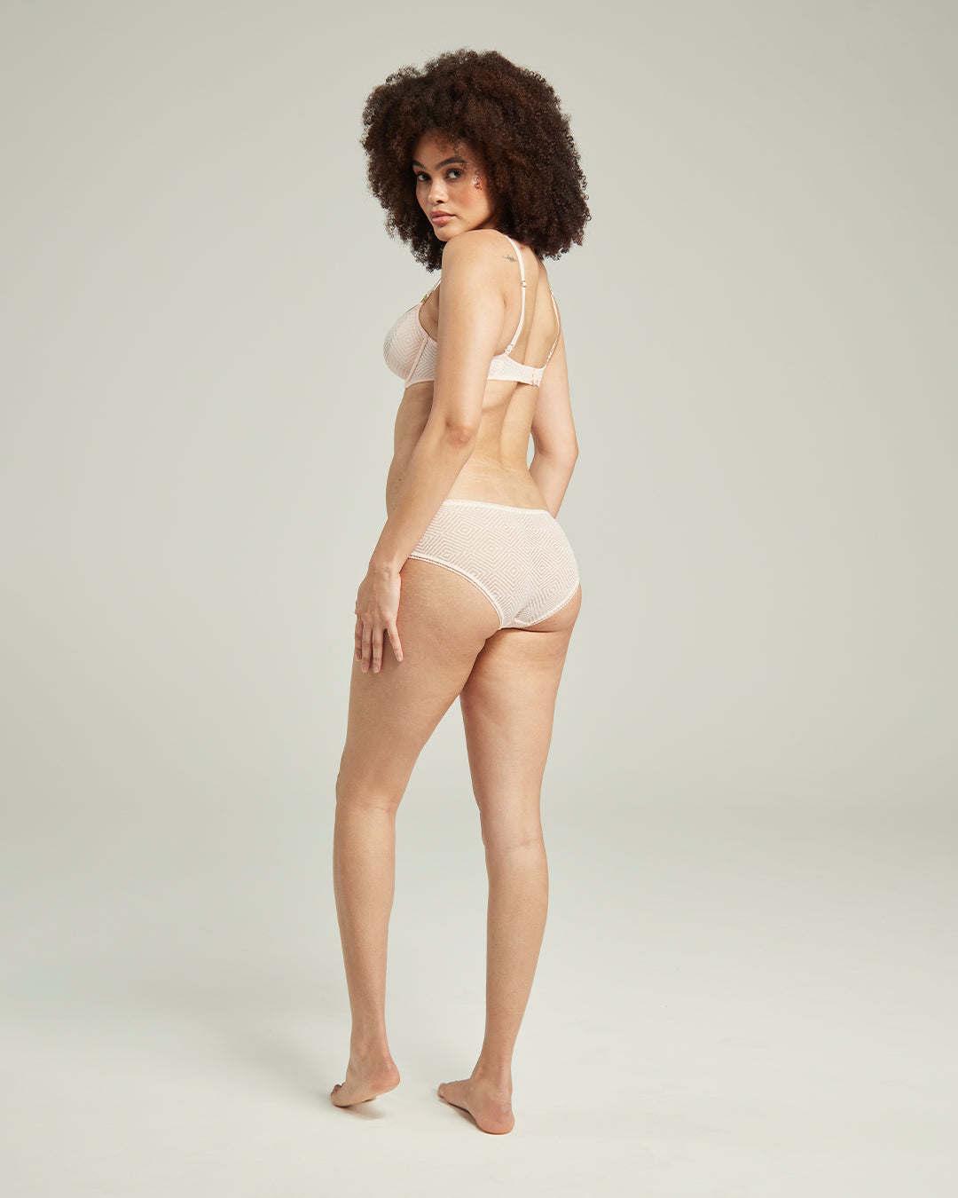 The Sheer Deco Hipster Brief - Blush Pink