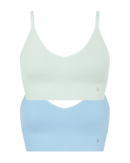 The Form Seamless Bralette 2 Pack - Mint & Sky