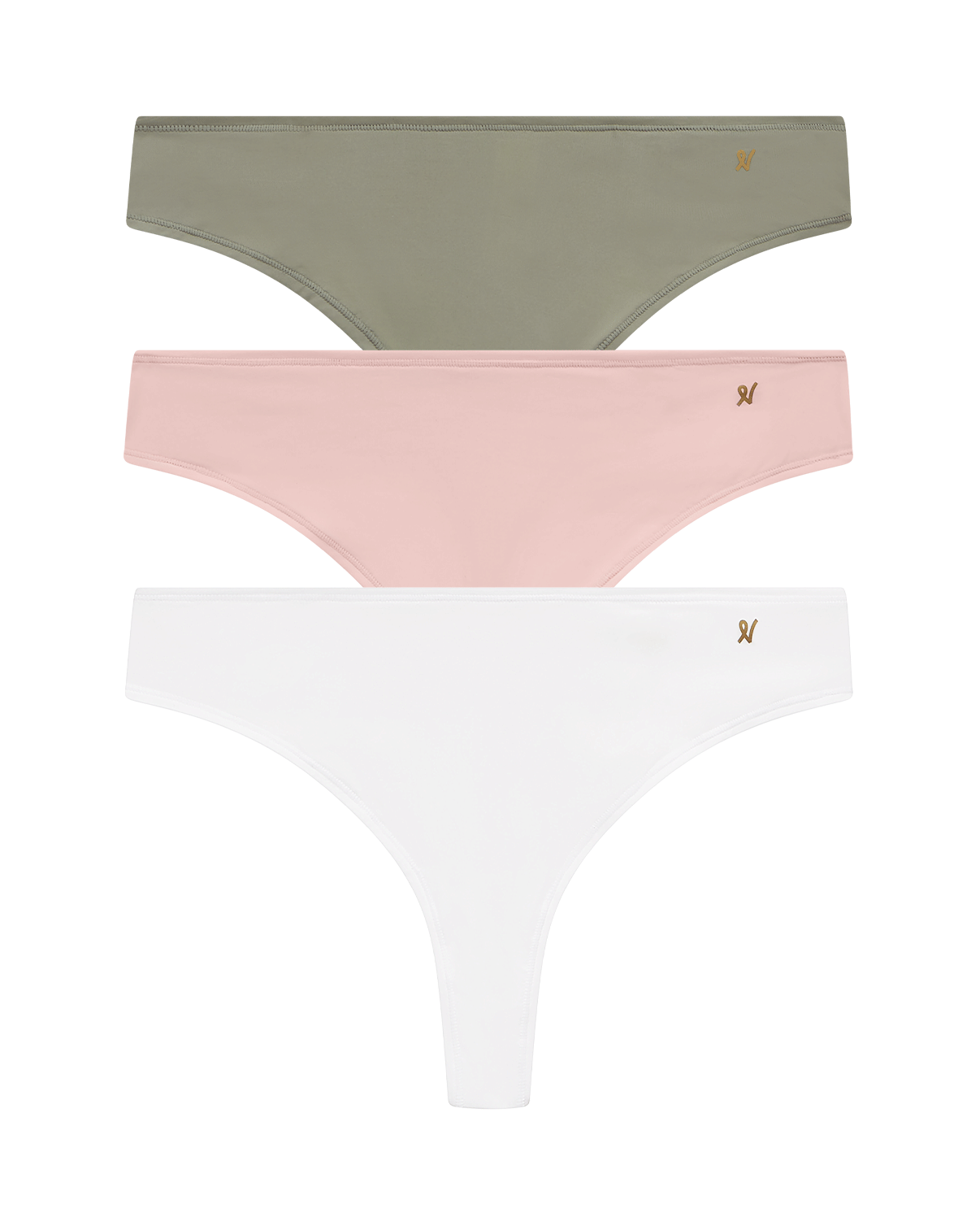 The Stretch Dipped Thong Bundle 3 Pack - Pink/White/Sage