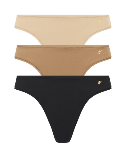 The Stretch Dipped Thong Bundle 3 Pack - Bare 01/Bare 03/Black