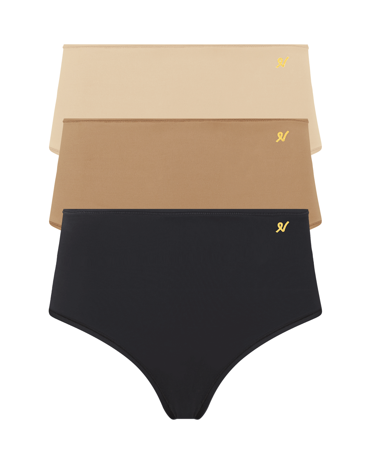 The Stretch High Waisted Brief Bundle Pack of 3 - Bare 01/Bare 03/Black