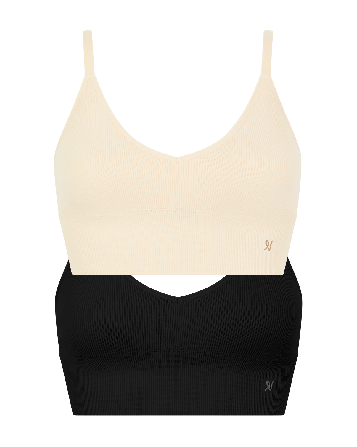 The Form Seamless Bralette 2 Pack - Oat & Black