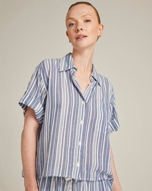 The Short Sleeve Shirt - French Navy Stripe