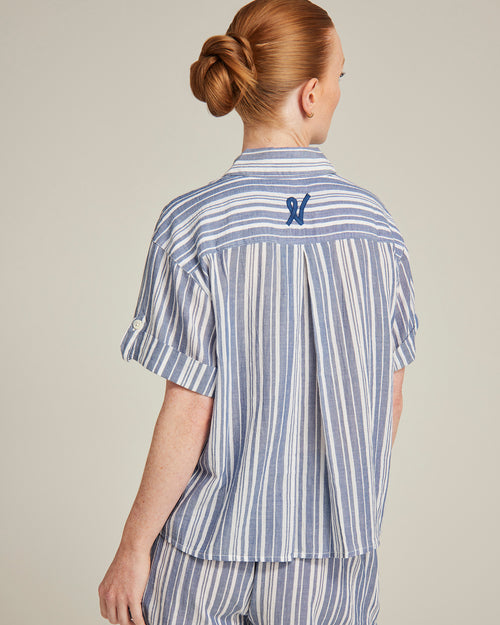 The Short Sleeve Shirt - French Navy Stripe