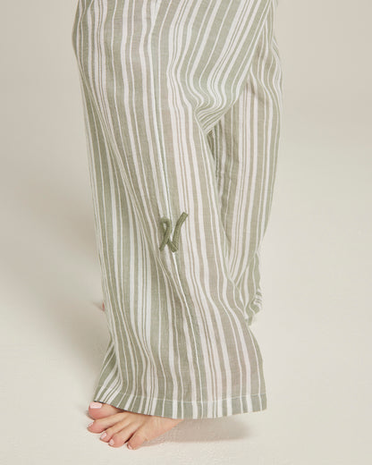 The Classic Trouser - Sage Stripe