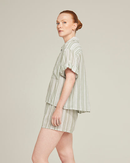 The Short Sleeve Shirt - Sage Stripe