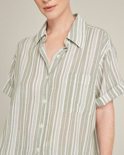 The Short Sleeve Shirt - Sage Stripe