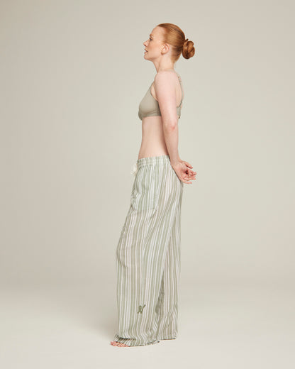 The Classic Trouser - Sage Stripe