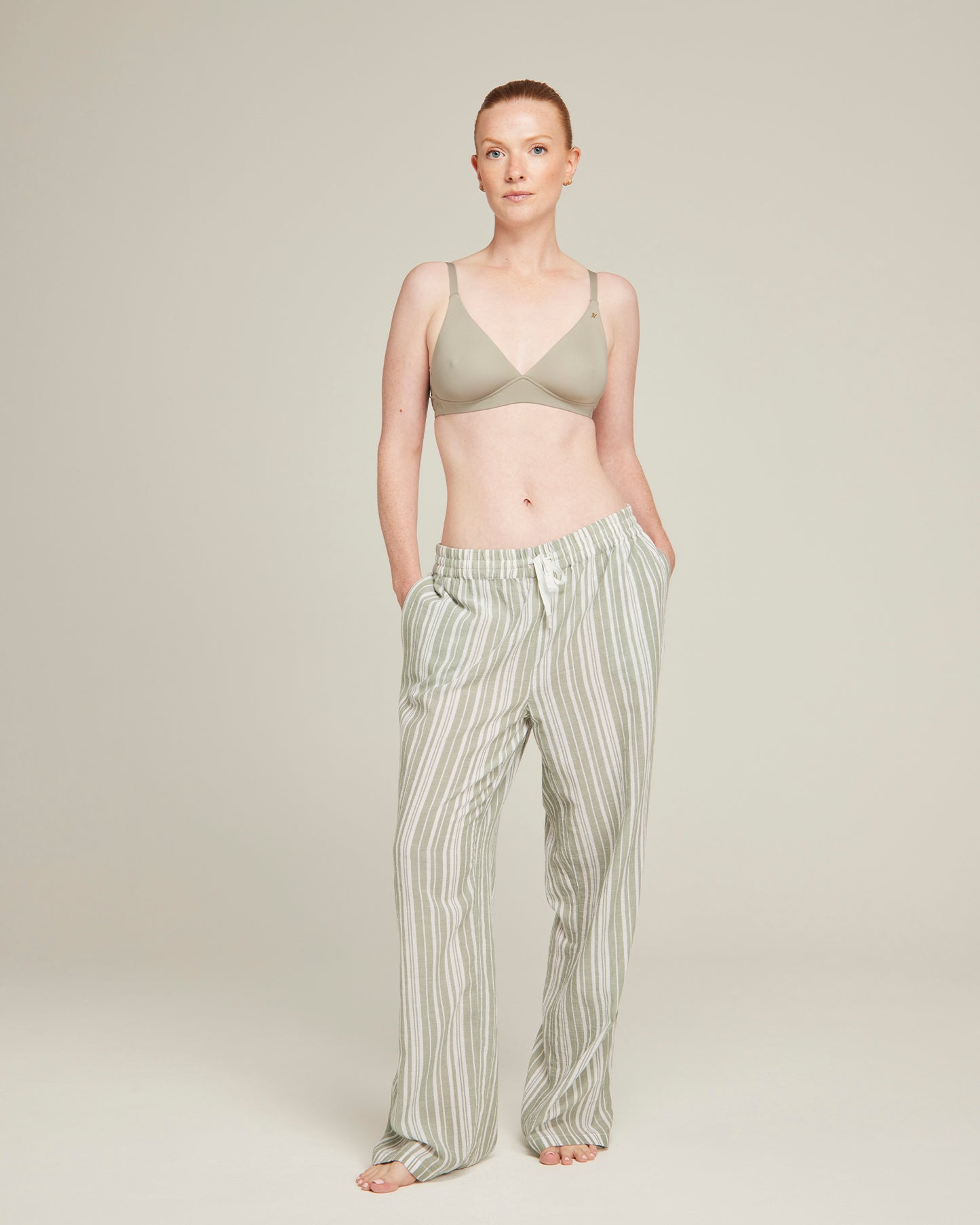 The Classic Trouser - Sage Stripe