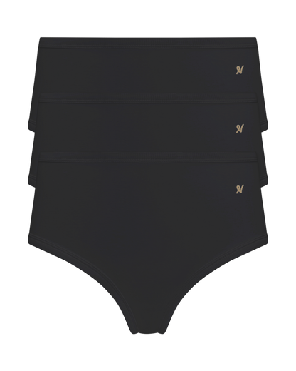 The Organic Cotton Midi Brief 3 Pack - Black