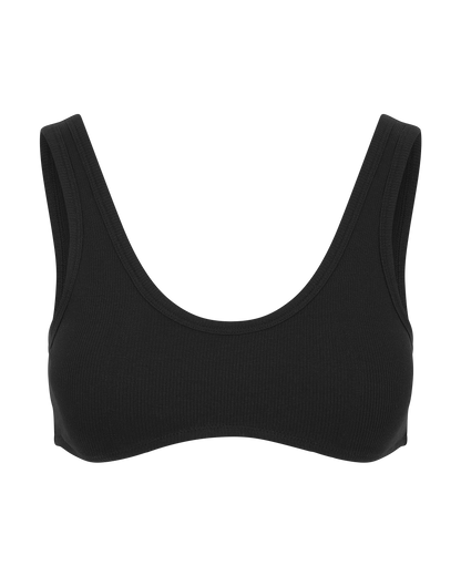 The Organic Cotton Dip Front Bralette - Black