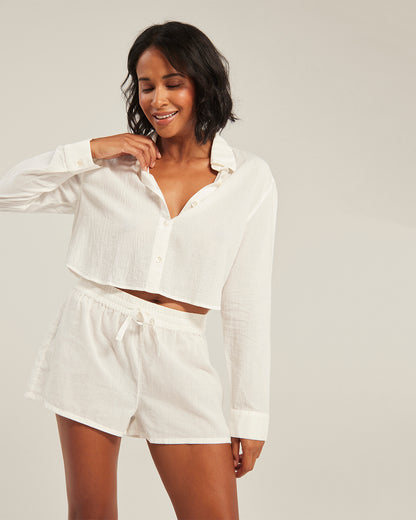 The Cropped Shirt - Cotton White