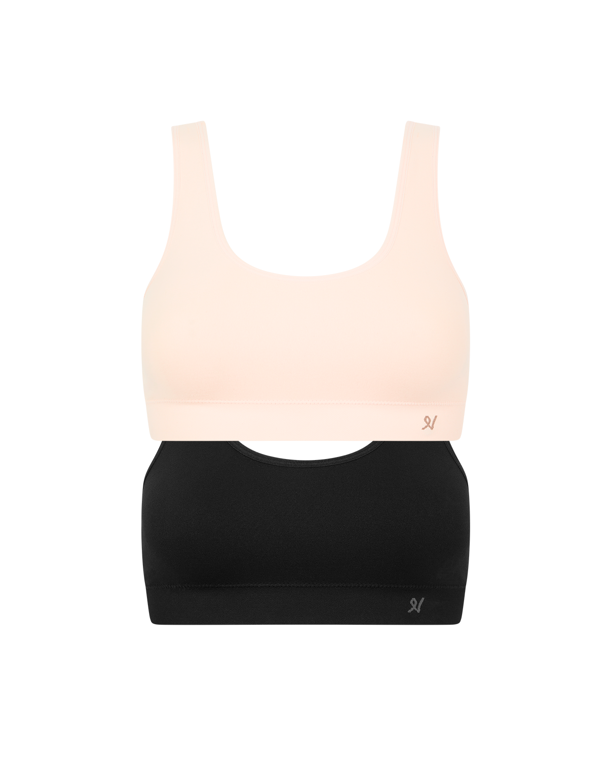 The Essentials Crop Top 2 Pack - Black & Blush Pink