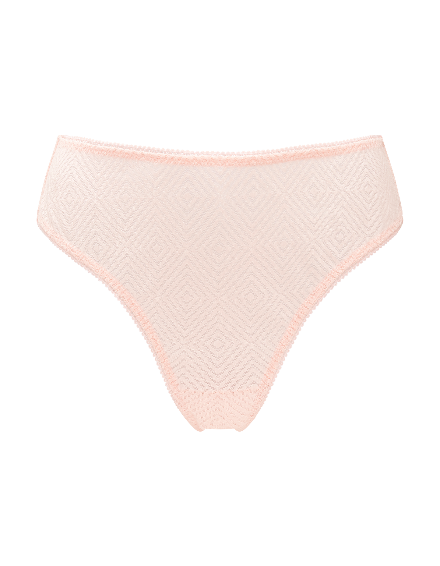 The Sheer Deco High Leg Brief - Blush Pink