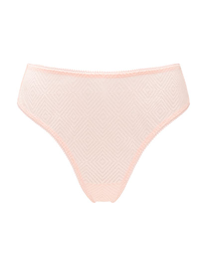 The Sheer Deco High Leg Brief - Blush Pink