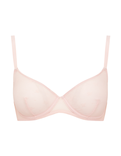 The Lift Balcony Bra in Logo Mesh - Blush Pink