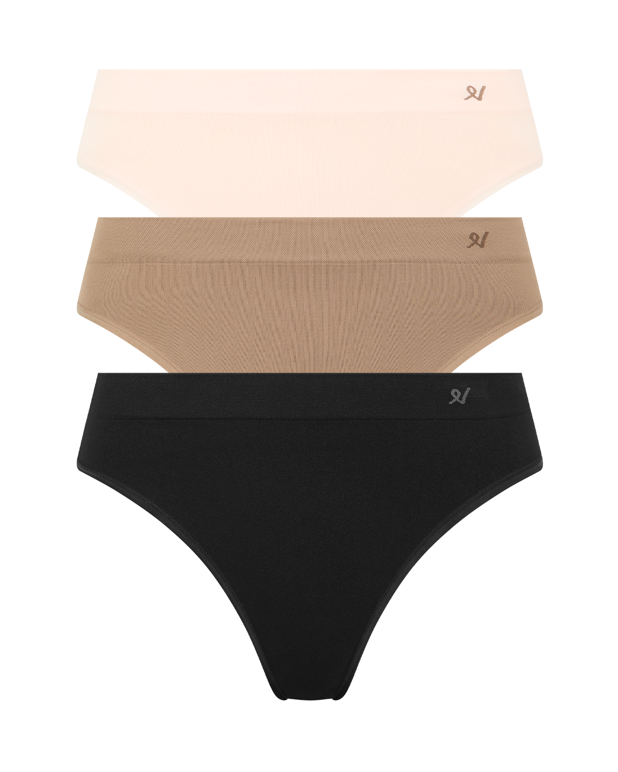 The Essentials High Leg Brief 3 Pack - Black, Bare 03 & Blush Pink