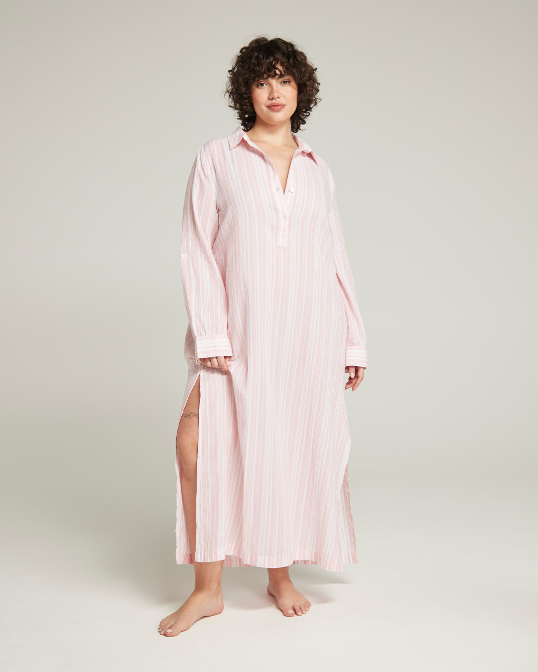 The Maxi Shirt - Fondant Pink Stripe