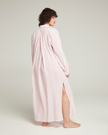 The Maxi Shirt - Fondant Pink Stripe