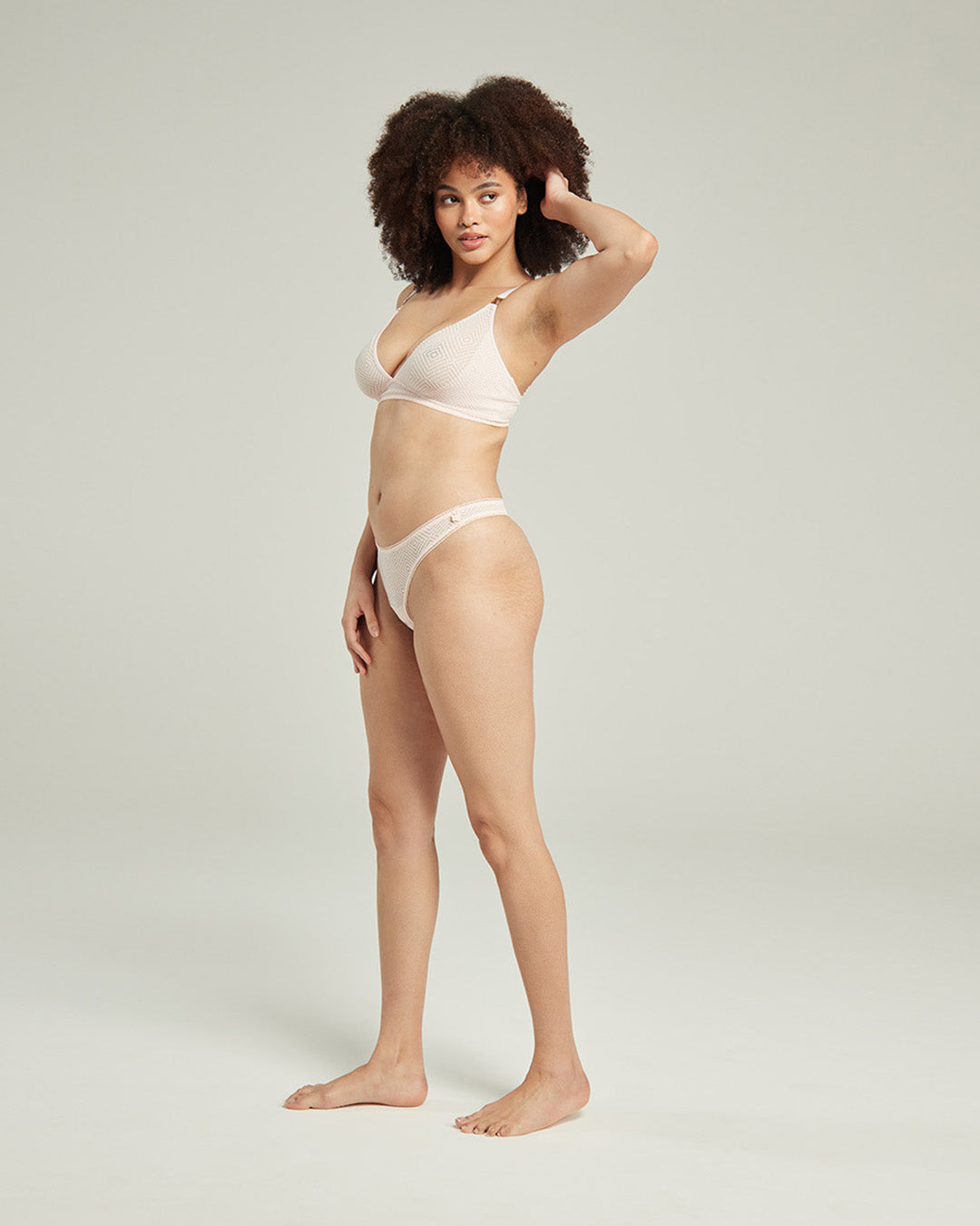 The Sheer Deco Barely There Thong - Blush Pink