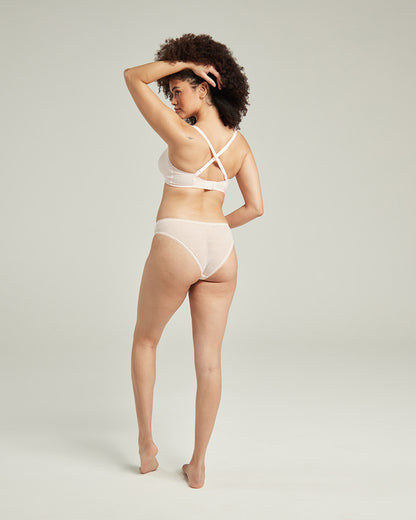 The Sheer Deco High Leg Brief - Blush Pink