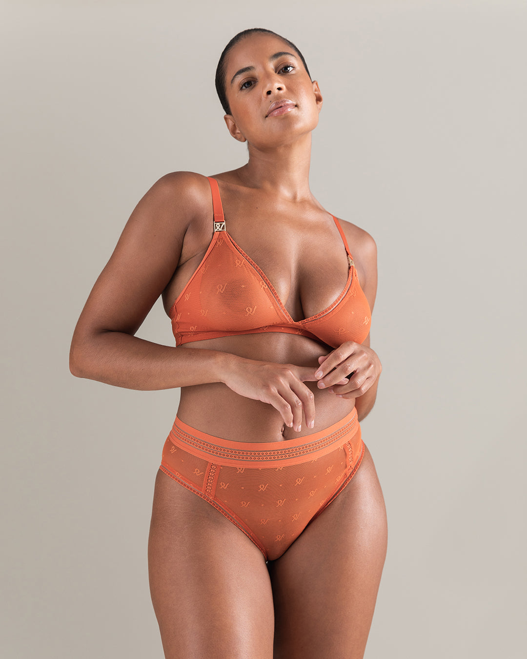 The Easy Does It Bralette Logo Mesh - Burnt Orange