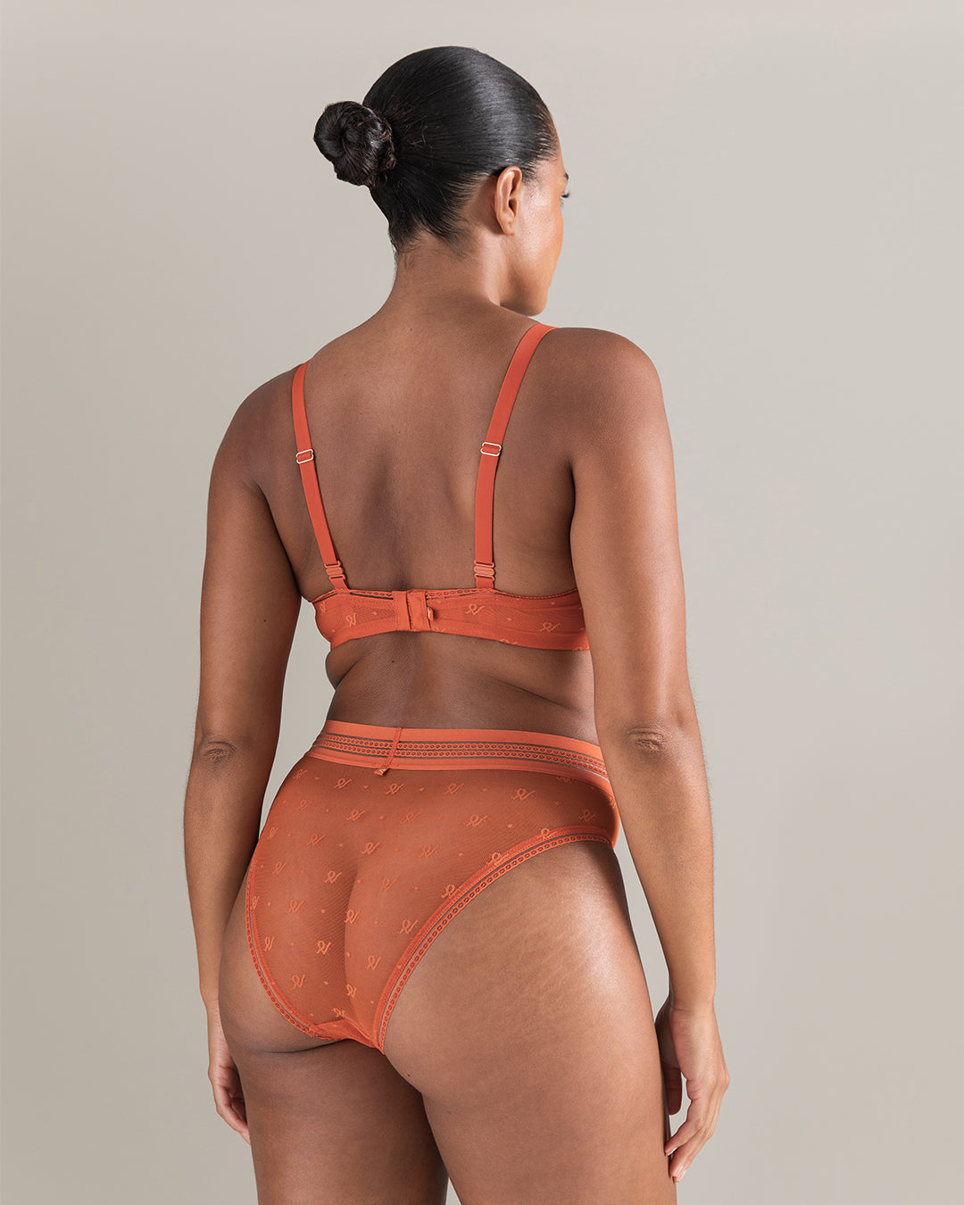 The Easy Does It Bralette Logo Mesh - Burnt Orange