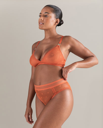 The Easy Does It Bralette Logo Mesh - Burnt Orange