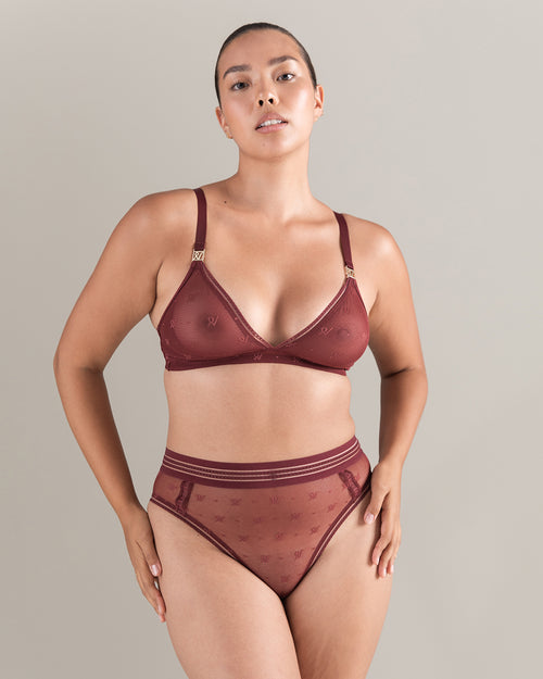 The Easy Does It Bralette Logo Mesh - Merlot