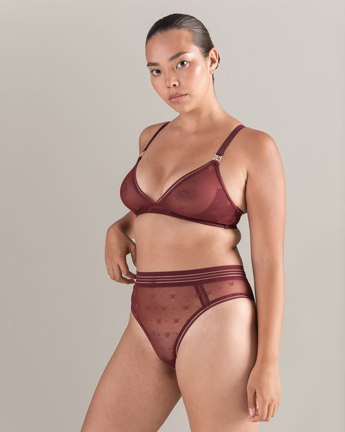 The Easy Does It Bralette Logo Mesh - Merlot